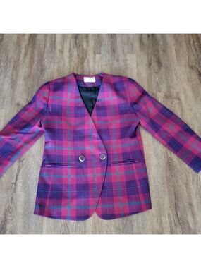 Braemar Petites Plaid Blazer #3056